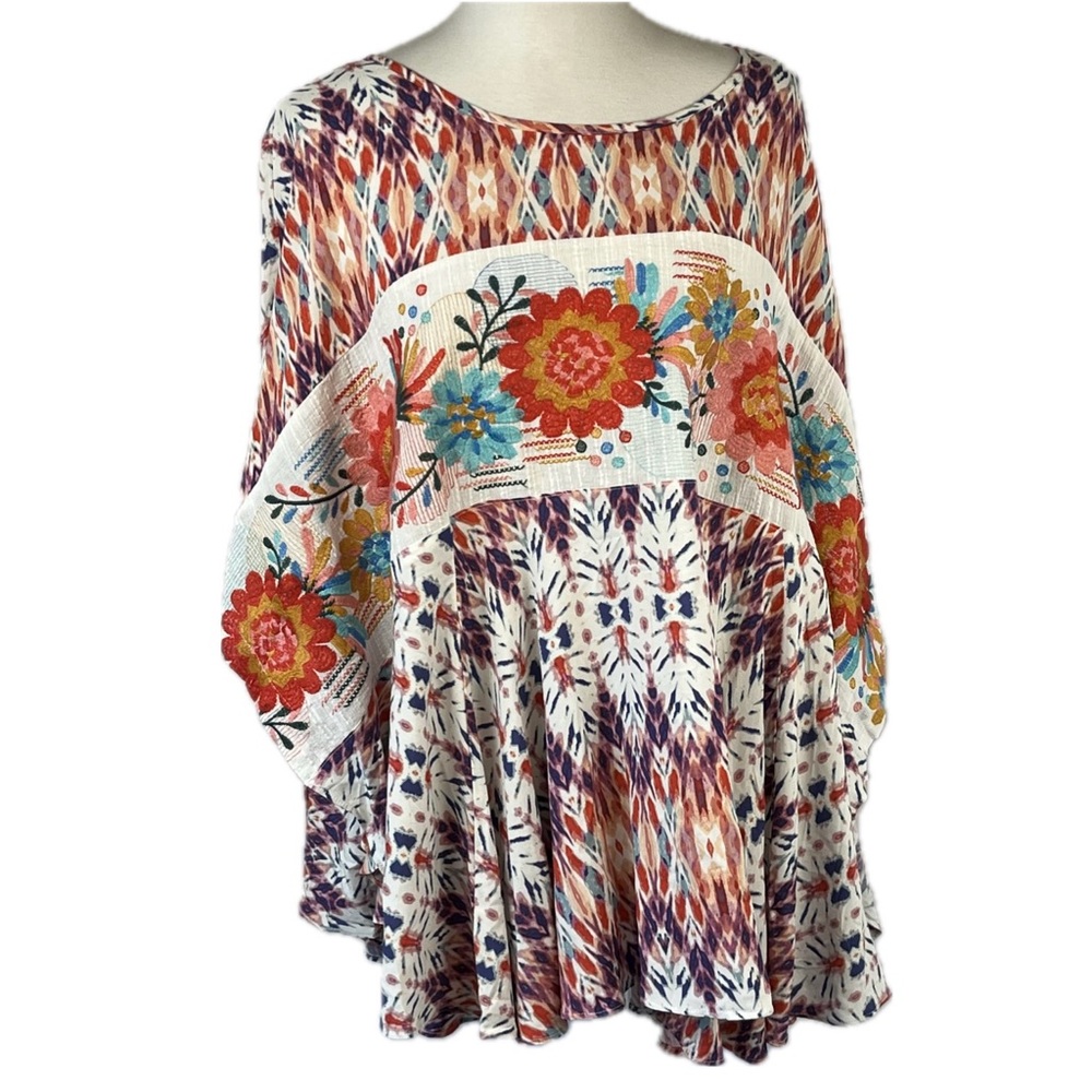 Savanna Jane Embroidered Poncho Top Size 1X/2X Boho Festival Hippie 70s Beachy